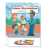 ZOCO – Crime Prevention – Coloring Books (50 Bulk Pack, With Crayons) – Police & Law Enforcement Handouts – Community Outreach – Puzzles, Games, Activities for Kids