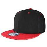 Falari Snapback Hat Cap Hip Hop Style Flat Bill Blank Solid Color Adjustable Size G201-BlackRed