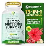 PurePremium Blood Pressure Supplements with Hawthorn Berry, Hibiscus, Garlic & Vitamin B12- Nitric Oxide Supplement for Normal Heart Health, Circulation Health & Blood Pressure Support - 90ct
