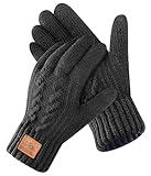CAOZITOU Merino Wool Gloves for Men & Women, Thermal Gloves With Touchscreen Warm Fleece Liner for Winter Cold Weather (Black, X-Large)
