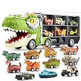 JOYIN 13 in 1 Dinosaur Toys for Kids 3-5, Dinosaur Truck with 12 Pull Back Cars, Birthday Gifts Toys for 3 4 5+ Year Old Boy, Transport Carrier Truck for Toddlers, Christmas Great Gifts for Grandkids