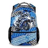 AIOMXZZ Boy Backpack, Motorcycle Backpacks for Kids, 17" Sports Bookbag for Preschool Kindergarten Elementary, Back to School Gifts