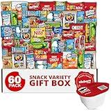 Snack Box Care Package Gift Box - Large Variety Snack, Candy & Treats for College Students, Adults, Kids, and Office Treats - 60 Count