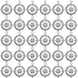 Ymapinc 50Pcs Nautical Compass Charm for Women - Vintage Ocean Compass Elegant Pendant, DIY Sea Themed Earrings Bracelet Necklace Crafts, Phone Charms - Silver Alloy