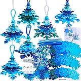 Winlyn 24 Sets Christmas Craft Kits Winter Crafts DIY 3D Snowflake Tree Ornaments Decorations Art Sets Foam Snowflake Christmas Arts and Crafts for Kids Holiday Classroom Art Activities Party Favors