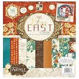 DCWV Premium Cardstock Paper 12x12, 48 Sheets of Scrapbook Paper for Crafts and Card Making, Single Sided Heavy Duty Cardstock with Glitter Accents - Far East