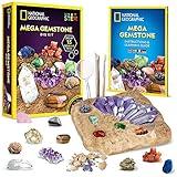 NATIONAL GEOGRAPHIC Mega Gemstone Dig Kit – Dig Up 15 Real Gemstones and Crystals, Science Kit for Kids, Gem Digging Kit, Gift for Girls and Boys, Mining Kit, Rock Collection