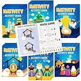24Pcs Nativity Activity Books for Kids Christmas Mini Games Coloring Book Set Bulk Mazes Word Search Word Scramble Games for Xmas Religions Party Goodie Bags Stuffers Sunday School Classroom Favors