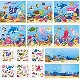 Qyeahkj 24 Set Sea Animal Stickers Crafts for Kids Make Your Own Ocean Animal Sticker Scene Arts Crafts with Marine Life Sticker Gift for Summer Under The Sea DIY Home Classroom School Activity Decor