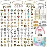 Sofier 542pcs Bangle Bracelet Making Kit DIY Jewelry Making Kit and Supplies Expandable Charm Bracelets Pendants Plier Set Toy Art Craft Gift for Girl Teen Women Adult