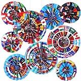 Outus 18 Pcs International World Flags Classroom Decorations Around The World Hanging Paper Fans Country Flags International Decor Party Banner Garland for Office Classroom Decor