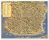Bird's Eye View Pic-Tour Map - Illustration Guide of Havana, Cuba circa 1952 - Where to go, What to do, How to See | Art Print Poster Vintage Wall Decor | 24 x 30 inches (610 x 762 mm)