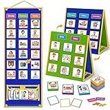 Godery Large Visual Schedule for Kids Chore Reward Chart,Bedtime Routine Chart for Toddlers,Double Side Weekly Planner Board with 109 Cards for Home School Planner,Autism Learning Materials.