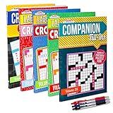 VARIETY SAVINGS 5-Pack 450+ Travel-Size Crosswords Puzzle Books for Adults, Aging Seniors Brain Stimulation Large Print Words Activity Books (Variety Pack Bulk), Paperback – Digest Size 8x5”