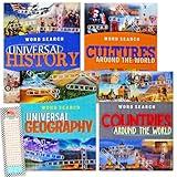 Bundle of History, Culture, Country, and Geography Set for Adults - Pack of 4 Word Search Books and Bookmark | Great for Teens and Travelers