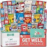 Gift A Snack - Get Well Soon Snack Box Variety Pack Care Package + Greeting Card (60 Count) Feel Better Sweet Treats Gift Basket, Candies Chips Crackers Bars - Cravy Food Assortments & Variety Gifts