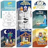Qeeenar 60 Pcs Christmas Nativity Activity Books for Kids Mini Bible Activity Books Bulk Christian Nativity Book with Different Games Religious Prizes for Kids Sunday School Church Party Bag Filler
