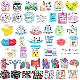 50 PC Funny Vinyl Nurse Stickers Healthcare Medical Nursing Nurses Sticker for Water Bottles Laptop Computer Decal RN CNA Future School Student Deals Work Accessories Items Stuff Day Week Gifts