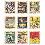 Vintage Sci-Fi Movie Dictionary Posters, 1950s movie posters, classic movie posters, vintage movie posters, classic Sci-Fi movie posters, horror movie merchandise, set of 9 (8 inches x 10 inches)