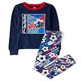 The Children's Place Boys' Long Sleeve Top and Pants Snug Fit 100% Cotton 2 Piece Pajama Set, Soccer Goal