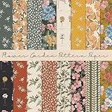 Whaline 30Pcs Floral Garden Pattern Paper Vintage Flower Botanic Scrapbook Specialty Double Sided Floral Decorative Craft Paper For DIY Card Making Photo Album Journal Decor, 11.8 x 11.8 Inch