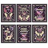 HoozGee Boho Style Occult Spiritual Symbol and Celestial Sign Poster, Abstract Canvas Wall Art Prints, Occultism Wall Decor, Tarot Cards Divination Mystical Magic Posters (8"x10" UNFRAMED)