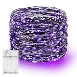Dazzle Bright Halloween Fairy String Lights, 20 FT 60 LED Copper Wire Battery Operated Waterproof Lights, Halloween Decorations for Indoor Home Room Outdoor Garden Patio Party Decor (Purple)