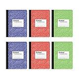 Oxford Composition Notebook 6 Pack, College Ruled Paper, 9-3/4 x 7-1/2 Inches, 100 Sheets, Assorted Marble Covers. 2 Each: Blue, Green, Red (63763)