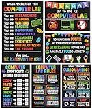 Lalunia 6 Pcs Computer Science Classroom Poster (11x16) - Computer Lab Posters, Teachers Supplies PC Shortcuts, Stem Technology Education Chart, PC Keyboard Wall Art For Kids, Back To School Gifts