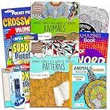 Activity Books for Adults Seniors Teens Super Set ~ 8 Advanced Activity Books Filled with Mazes, Puzzles, Crosswords, Color By Number, Connect the Dots and Coloring Activities (Over 400 Pages Total)