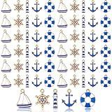 Kajaia 60 Pcs Assorted Nautical Charm Collection Alloy Anchor Rudder Boat Charms Ship Helm Sailor Navy Pendants for Crafting DIY Bracelets Necklace Accessory Ornaments Jewelry Making