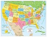 Colorful United States Wall Map showing Gulf of America (25" × 19")
